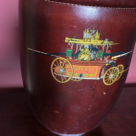 1950s Loyal Papeete leather Fire Bucket Ice Bucket - Picture 4 of 13